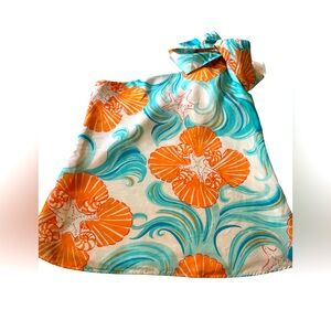 Lilly Pulitzer One Shoulder bow Silk Sleeveless Top Size 0 Floral Beach Resort